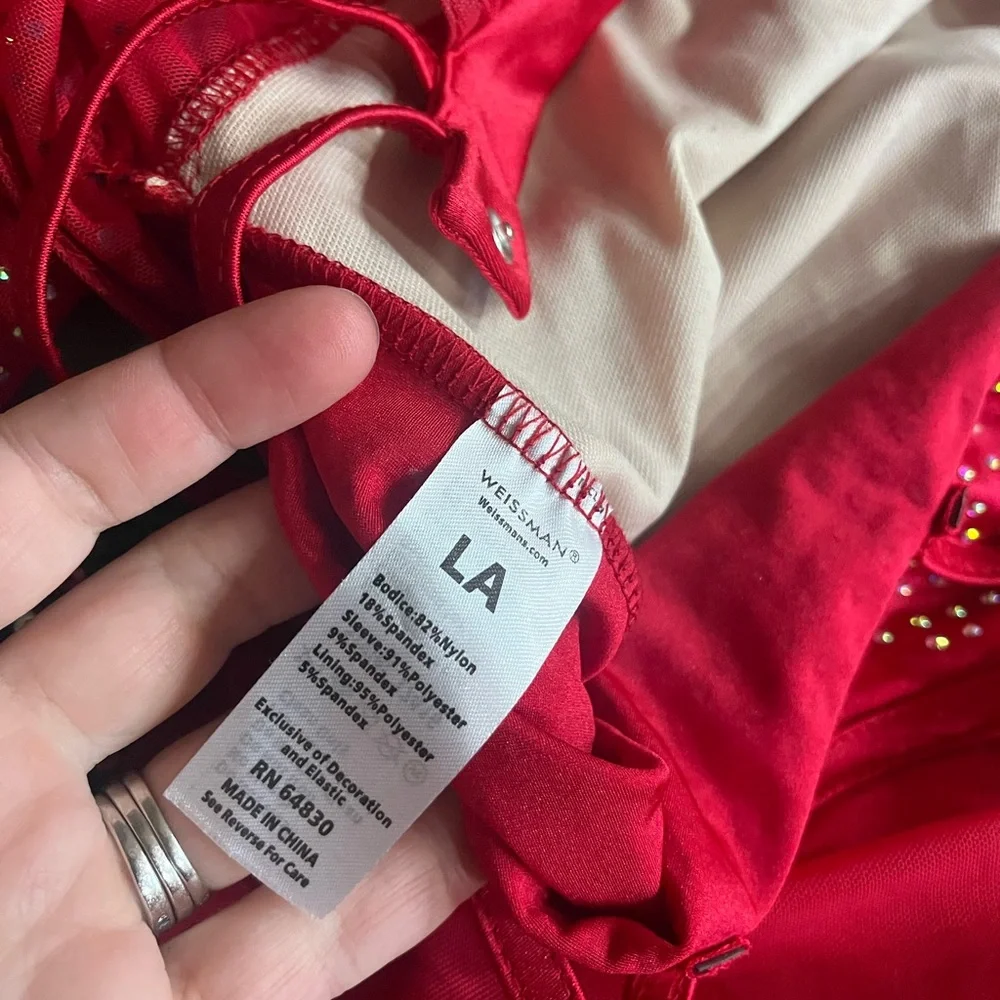 Weissman Red Dance Costume with Rhinestones